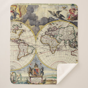 Antiek oude kaart geïnspireerd (4) sherpa deken