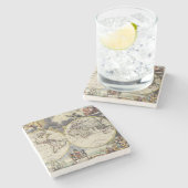 Antiek oude kaart geïnspireerd (4) stenen onderzetter (Zijkant)