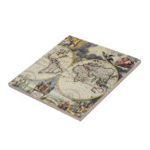 Antiek oude kaart geïnspireerd (4) tegeltje (Zijkant)