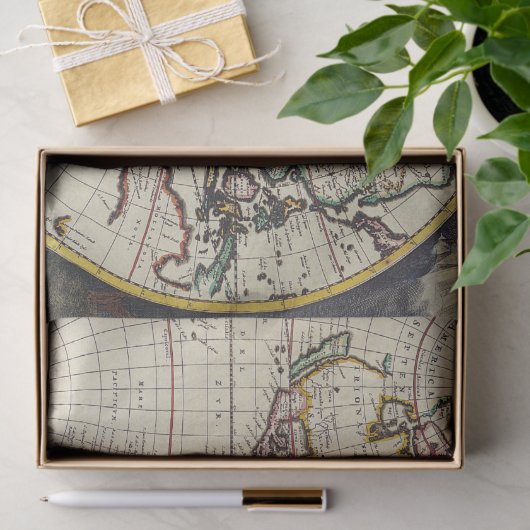 Antiek oude kaart geïnspireerd (4) tissuepapier (Geschenk)