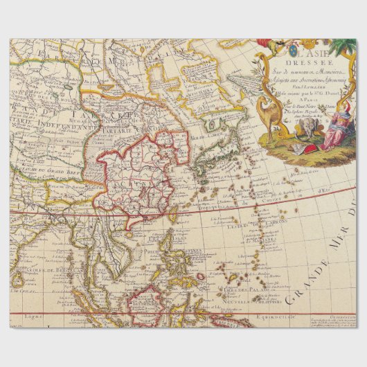 Antiek oude kaart geïnspireerd (6) cadeaupapier (Vlak)