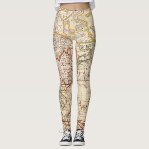 Antiek oude kaart geïnspireerd (6) leggings