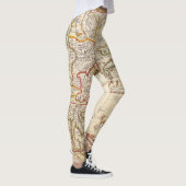 Antiek oude kaart geïnspireerd (6) leggings (Rechts)