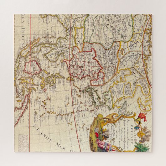 Antiek oude kaart geïnspireerd (6) legpuzzel (Horizontaal)