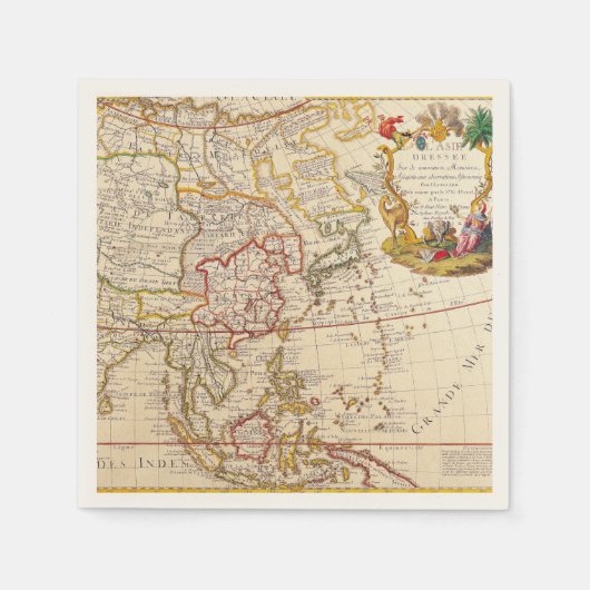 Antiek oude kaart geïnspireerd (6) servet (Voorkant)