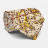 Antiek oude kaart geïnspireerd (6) stropdas (Opgerold)