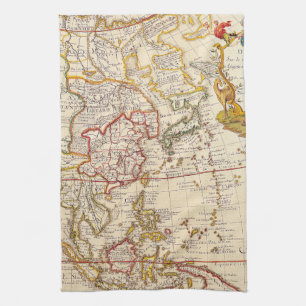 Antiek oude kaart geïnspireerd (6) theedoek