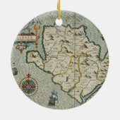 Antiek oude kaart geïnspireerd (7) keramisch ornament (Achterkant)