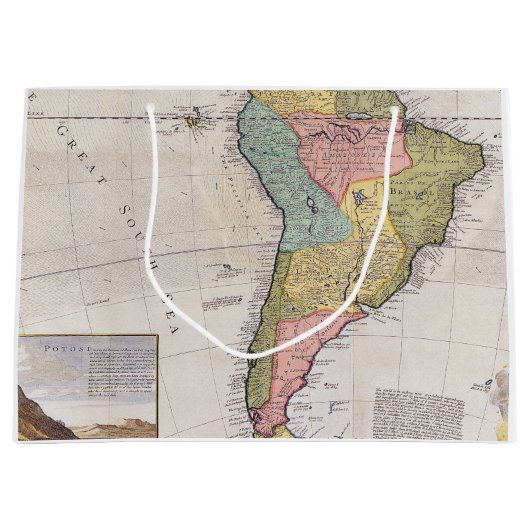 Antiek oude kaart geïnspireerd (8) groot cadeauzakje (Voorkant)