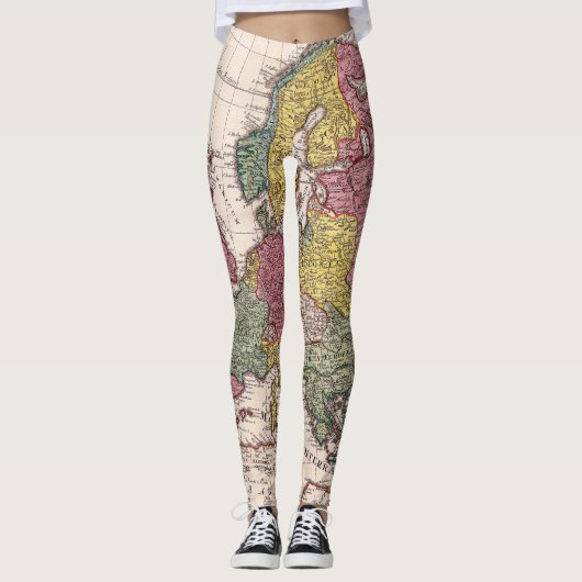 Antiek oude kaart geïnspireerd (9) leggings (Voorkant)