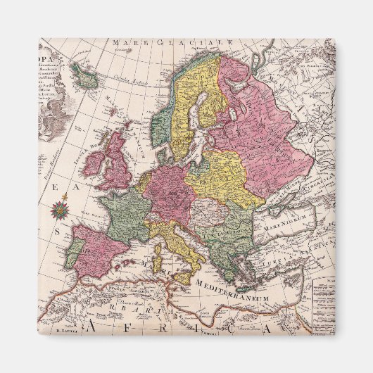 Antiek oude kaart geïnspireerd (9) magneet (Voorkant)