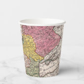 Antiek oude kaart geïnspireerd (9) papieren bekers (Achterkant)