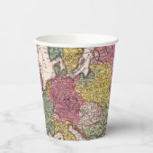 Antiek oude kaart geïnspireerd (9) papieren bekers (Links)