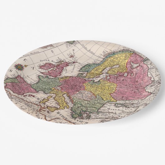 Antiek oude kaart geïnspireerd (9) papieren bordje (Gekanteld)