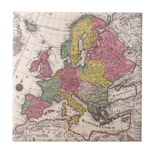 Antiek oude kaart geïnspireerd (9) tegeltje (Voorkant)