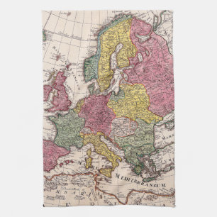 Antiek oude kaart geïnspireerd (9) theedoek