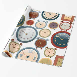Antiek Oude Klokken Patroon Cadeaupapier