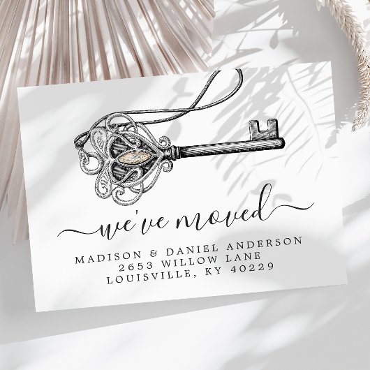 Antiek Oude Sleutel Nieuwe Thuisbeweging Aankondigingskaart