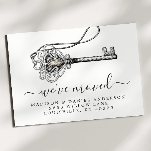  Antiek Oude Sleutel Nieuwe Thuisbeweging Aankondigingskaart