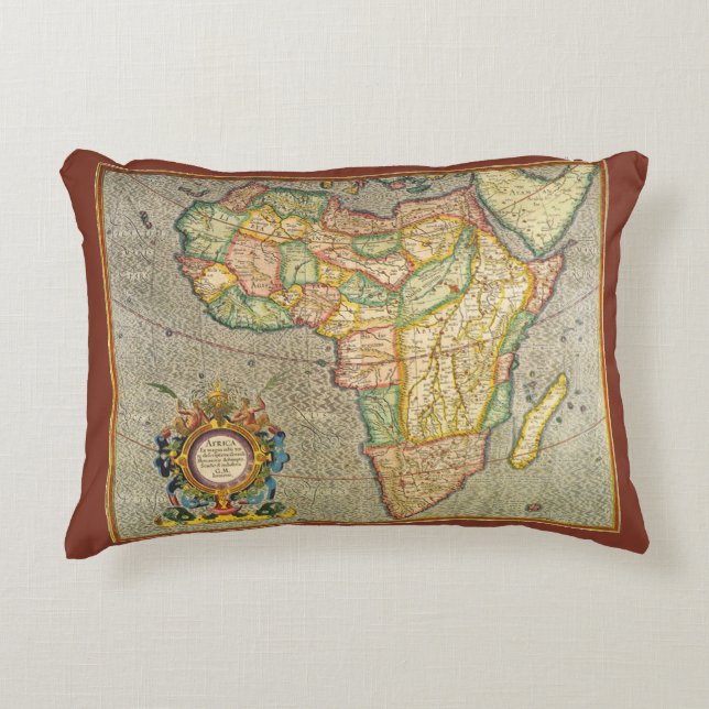 Antiek Oude Wereld Gerardus Mercator Kaart van Afr Decoratief Kussen (Voorkant)