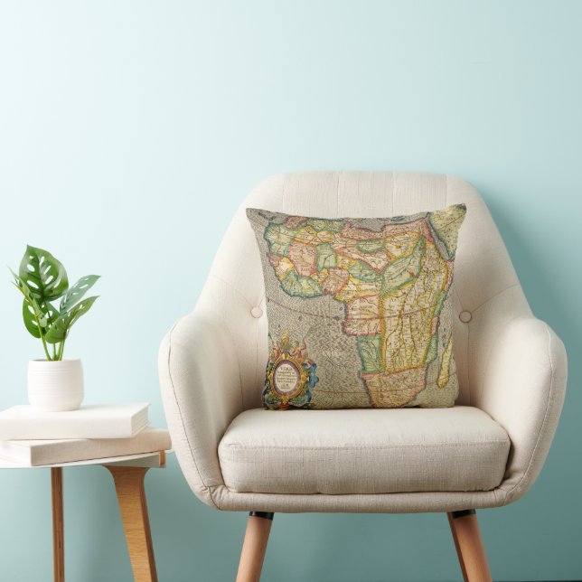 Antiek Oude Wereld Gerardus Mercator Kaart van Afr Kussen (Stoel)
