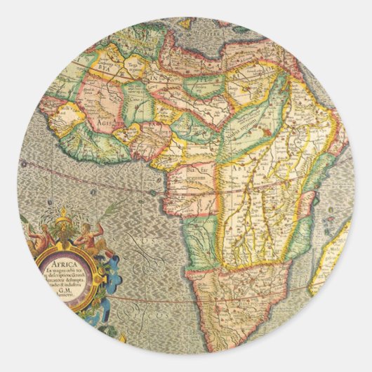 Antiek Oude Wereld Gerardus Mercator Kaart van Afr Ronde Sticker (Voorkant)