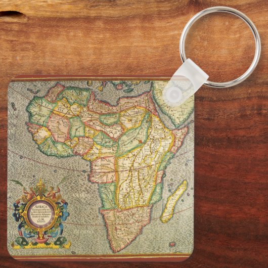 Antiek Oude Wereld Gerardus Mercator Kaart van Afr Sleutelhanger (Achterkant)