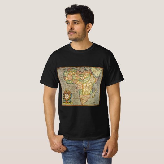 Antiek Oude Wereld Gerardus Mercator Kaart van Afr T-shirt (Voorkant volledig)