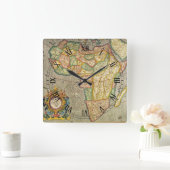 Antiek Oude Wereld Gerardus Mercator Kaart van Afr Vierkante Klok (Huis)