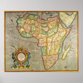Antiek Oude Wereld Mercator Map of Africa, 1633 Poster