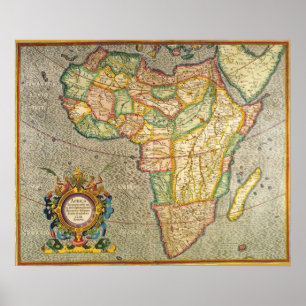 Antiek Oude Wereld Mercator Map of Africa, 1633 Poster