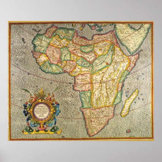 Antiek Oude Wereld Mercator Map of Africa, 1633 Poster (Voorkant)