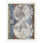 Antiek oude wereldkaart 1664 hersteld tafelkleed (Voorkant)
