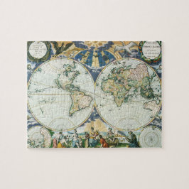  Antiek Oude Wereldkaart, 1666 door Pieter Goos Legpuzzel