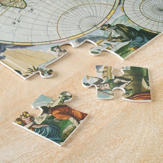  Antiek Oude Wereldkaart, 1666 door Pieter Goos Legpuzzel (Zijkant)