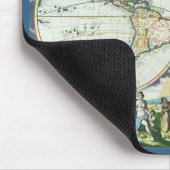 Antiek Oude Wereldkaart, 1666 door Pieter Goos Muismat (Hoek)