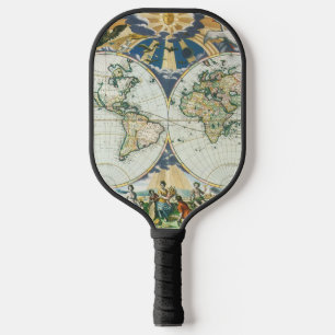 Antiek Oude Wereldkaart, 1666 door Pieter Goos Pickleball Paddle