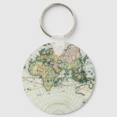Antiek Oude Wereldkaart, 1666 door Pieter Goos Sleutelhanger (Voorkant)