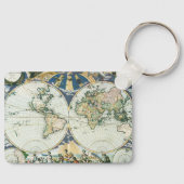 Antiek Oude Wereldkaart, 1666 door Pieter Goos Sleutelhanger (Voorkant)