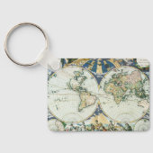 Antiek Oude Wereldkaart, 1666 door Pieter Goos Sleutelhanger (Achterkant)