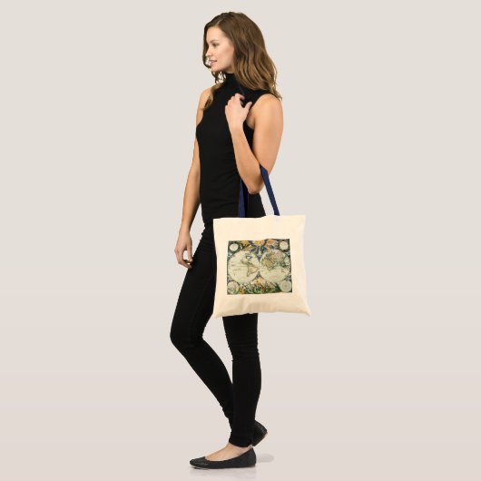  Antiek Oude Wereldkaart, 1666 door Pieter Goos Tote Bag (Voorkant (model))