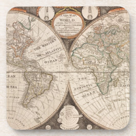 Antiek oude Wereldkaart 1799 Bier Onderzetter