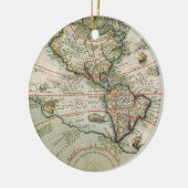 Antiek Oude Wereldkaart Amerika, Theodor de Bry Keramisch Ornament (Links)