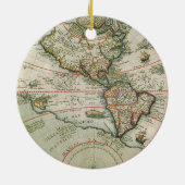 Antiek Oude Wereldkaart Amerika, Theodor de Bry Keramisch Ornament (Achterkant)
