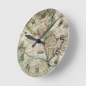 Antiek Oude Wereldkaart Amerika, Theodor de Bry Ronde Klok (Hoek)