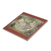 Antiek Oude Wereldkaart Amerika, Theodor de Bry Tegeltje (Zijkant)