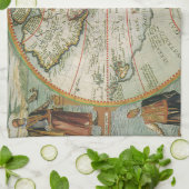 Antiek Oude Wereldkaart Amerika, Theodor de Bry Theedoek (Gevouwen)