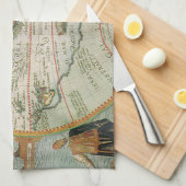 Antiek Oude Wereldkaart Amerika, Theodor de Bry Theedoek (Quarter Fold)