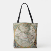 Antiek Oude Wereldkaart Amerika, Theodor de Bry Tote Bag (Achterkant)