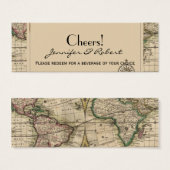 Antiek oude Wereldkaart bruiloft Drink Tickets Mini Visitekaartjes (Voorkant /achterkant)